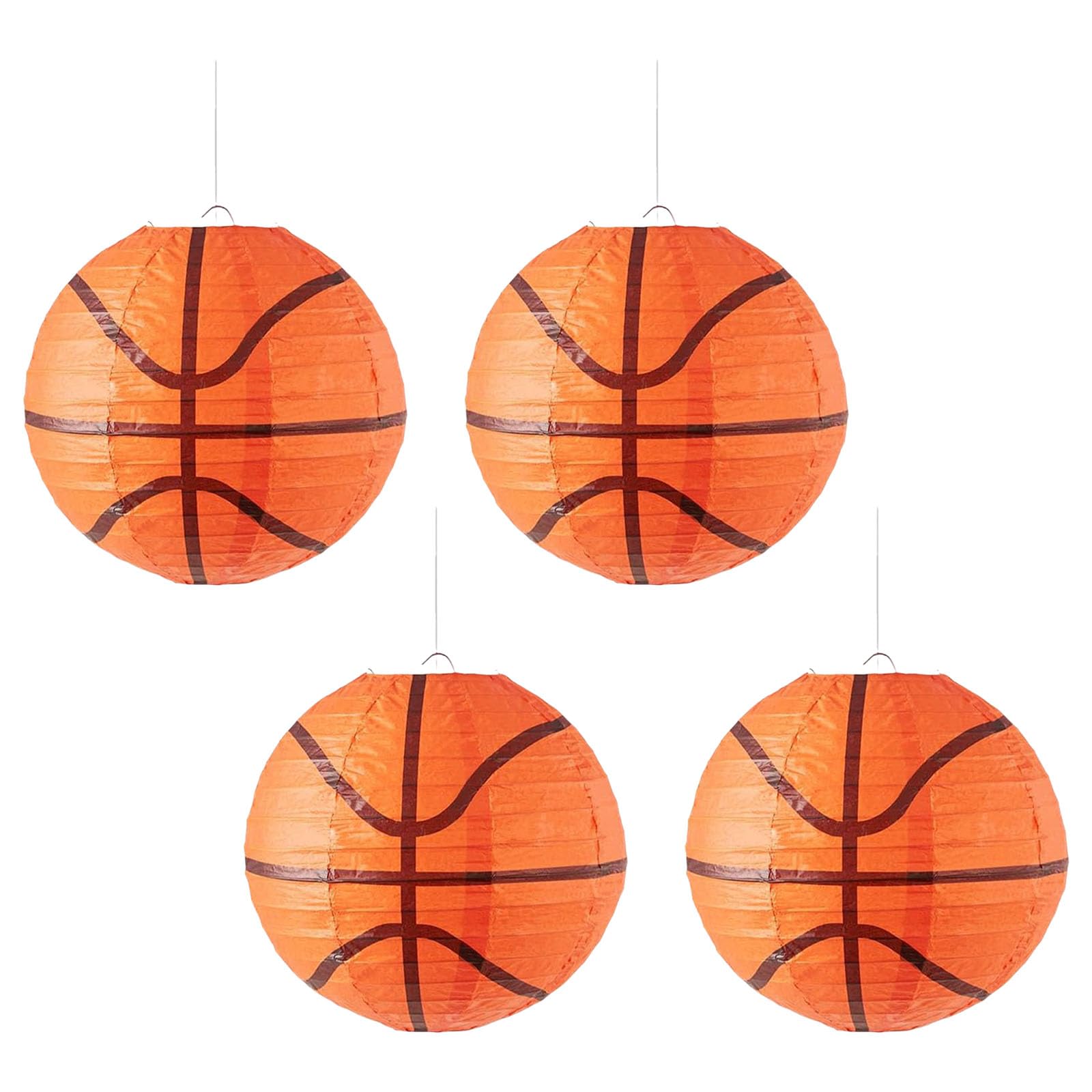 Xjdzineq Of 4 Basketball Paper Lights 8 / 12Inch Creative Party Decorative for Sport Theme Event Gathering Paper