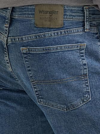 Wrangler - Mens Jeans - Regular Straight Fit - Authentics - Dark Stonewash
