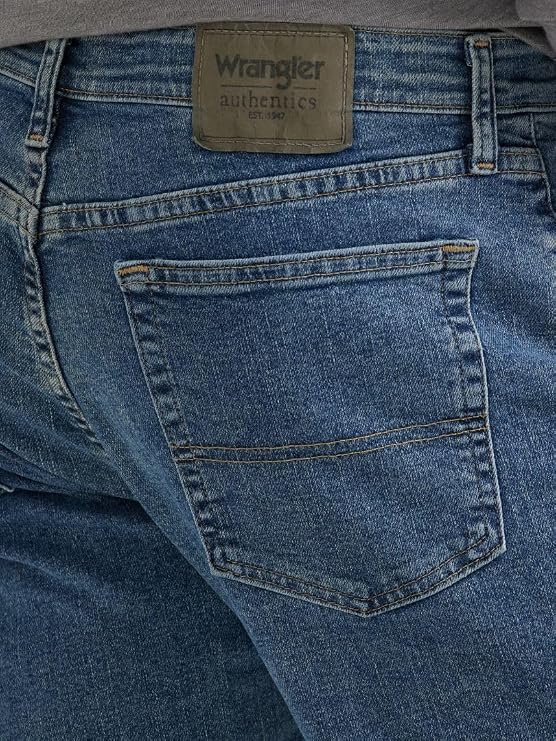 Wrangler - Mens Jeans - Regular Straight Fit - Authentics - Dark Stonewash