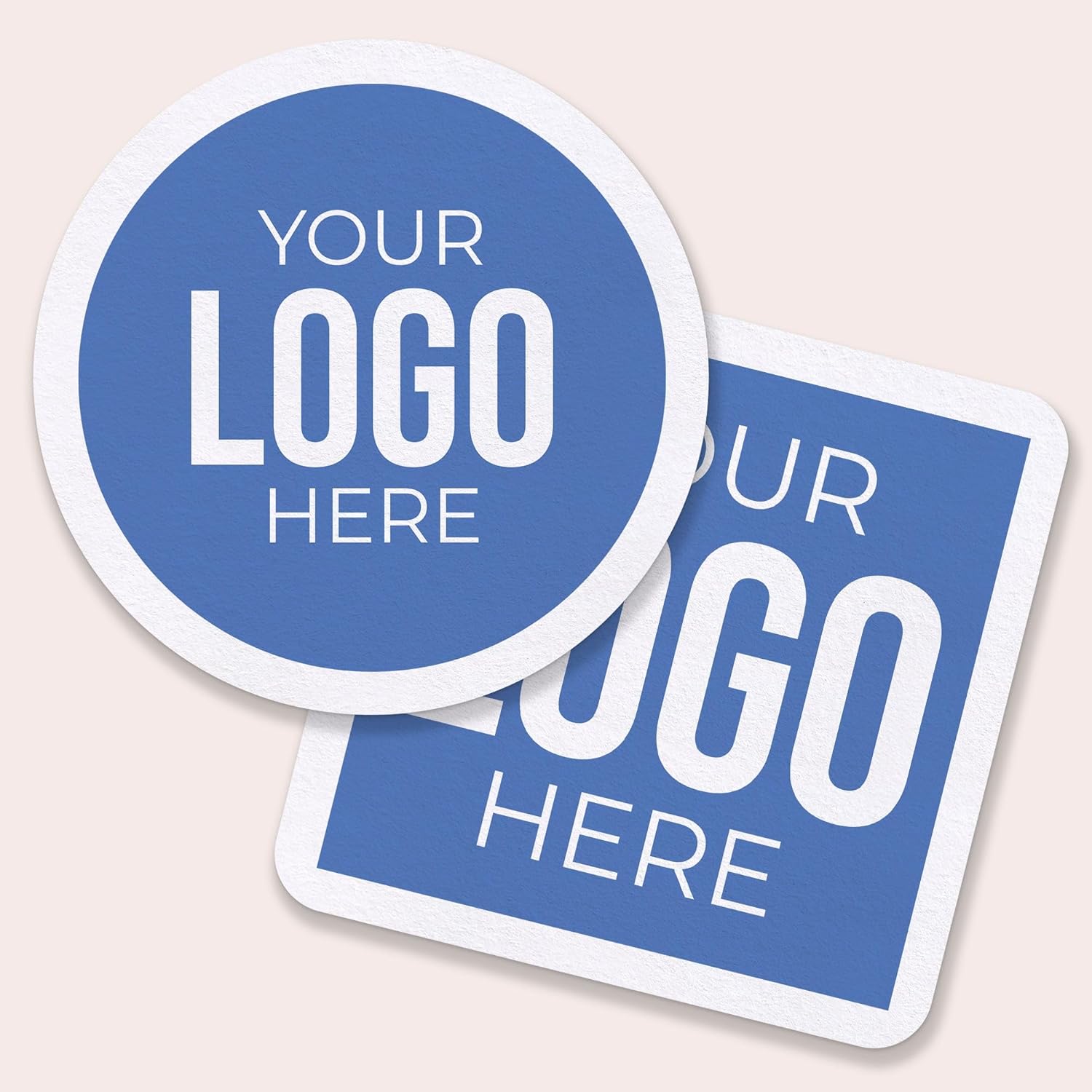 Big Dot of Happiness Personalized Custom Logo Drink Coasters, 4-Inch Disposable Square Paper Coasters for Branded Business Party, Custom Funny Cocktail Table Decor for Bar Drinks - Set of 100