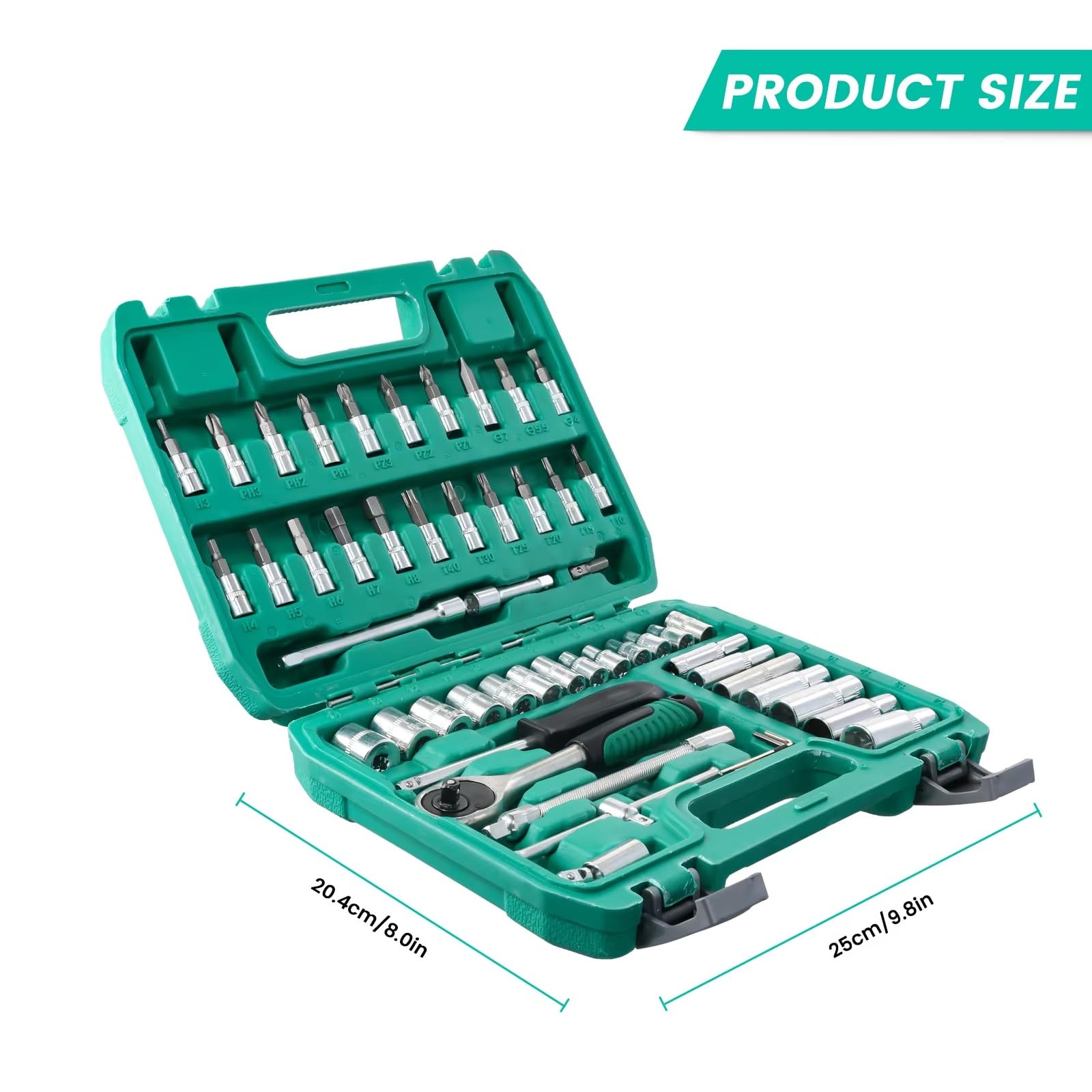 Set attrezzi da officina 53 Pz Chiave A Cricchetto Cassetta Degli Attrezzi 1/4 Pollici Drive Socket Set Strumento Riparazione Auto Kit Combinazione Strumento Riparazione Auto