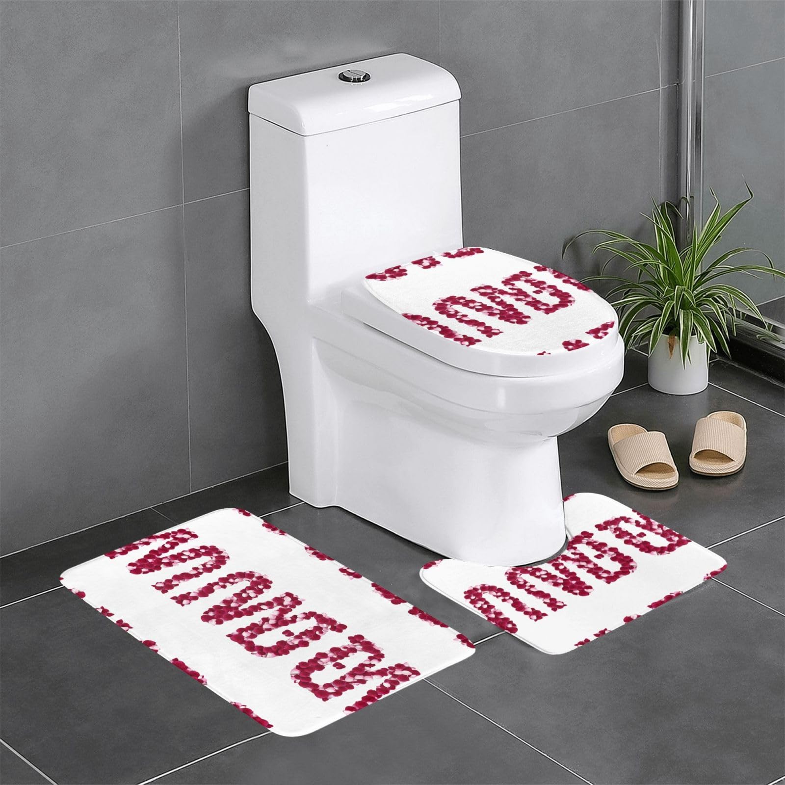 Tapis de sol salle de bain antidérapant WHJSSF 61x40,6 cm - Set 3 tapis rectangulaire et ovale