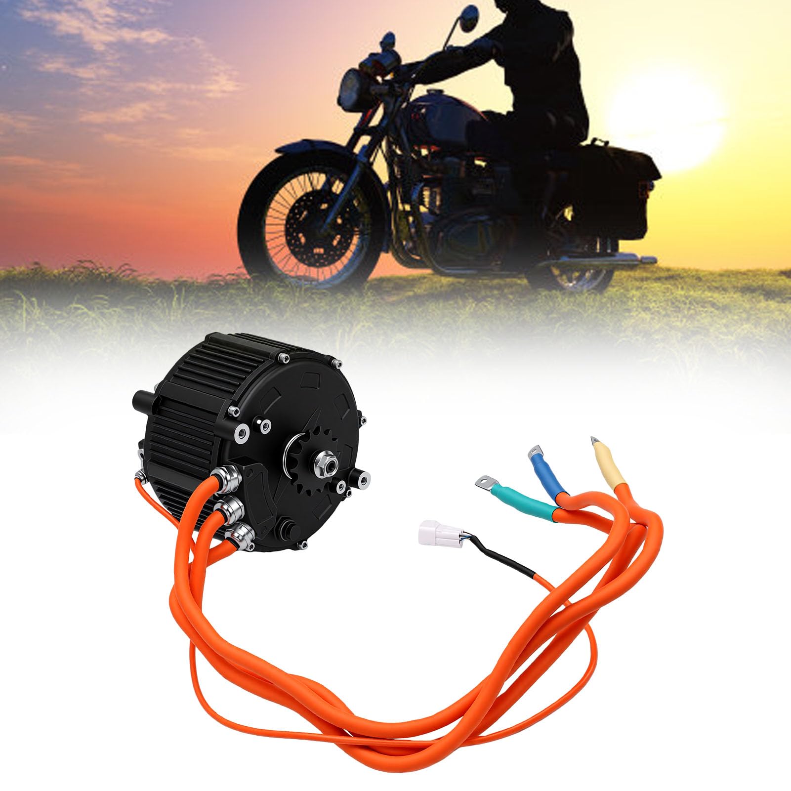 Tbest Moteur Synchrone à Aimant Permanent DK168 60H 72V 12000W, Moteur D'entraînement Central sans Balais de Pointe 20KW avec Capteur Hall, pour Vélo électrique Tout-terrain
