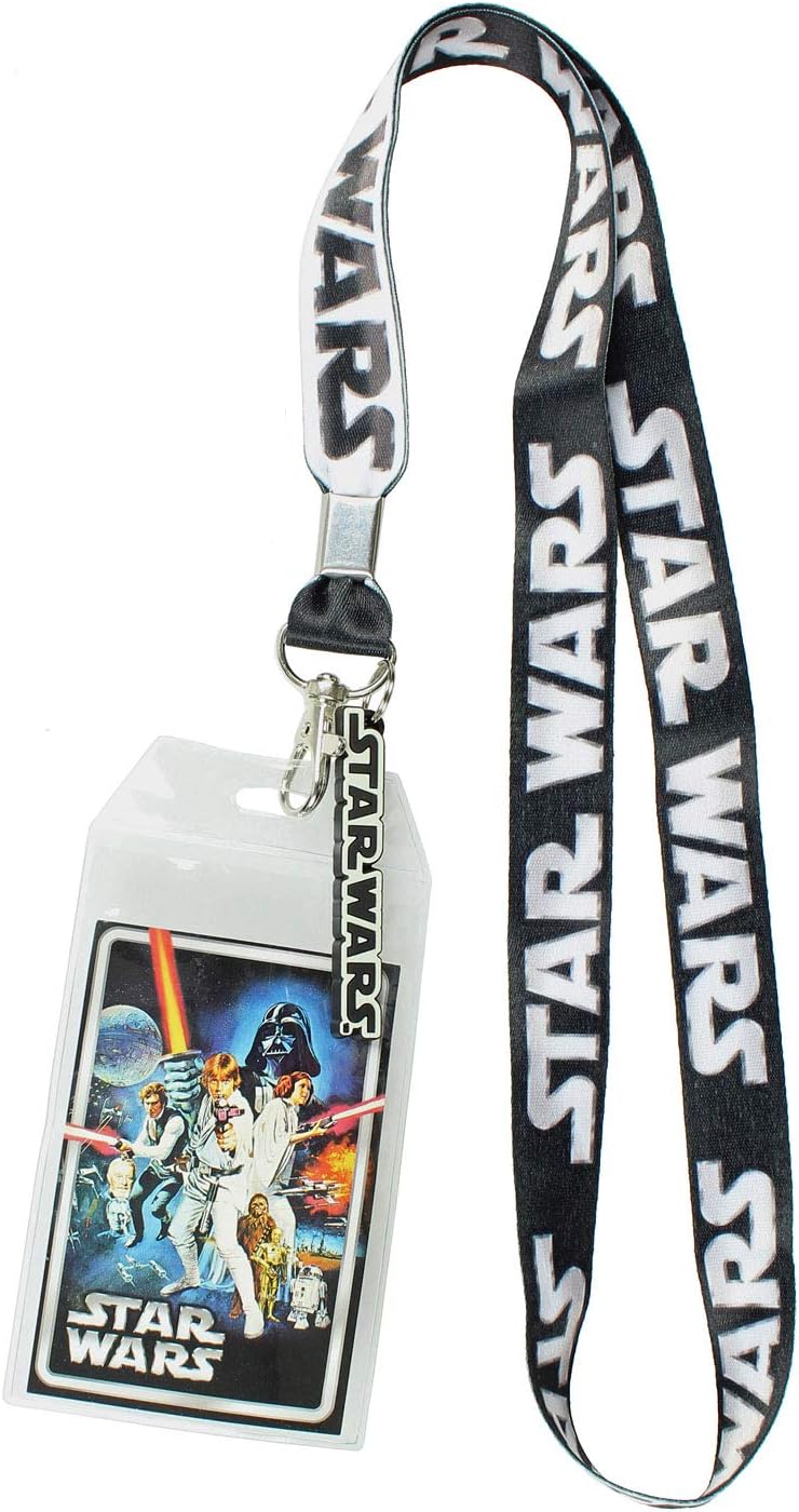 Star Wars Lanyard Detachable with Clear ID Badge Holder Lobster Clasp and 2.5" Rubber Logo Charm