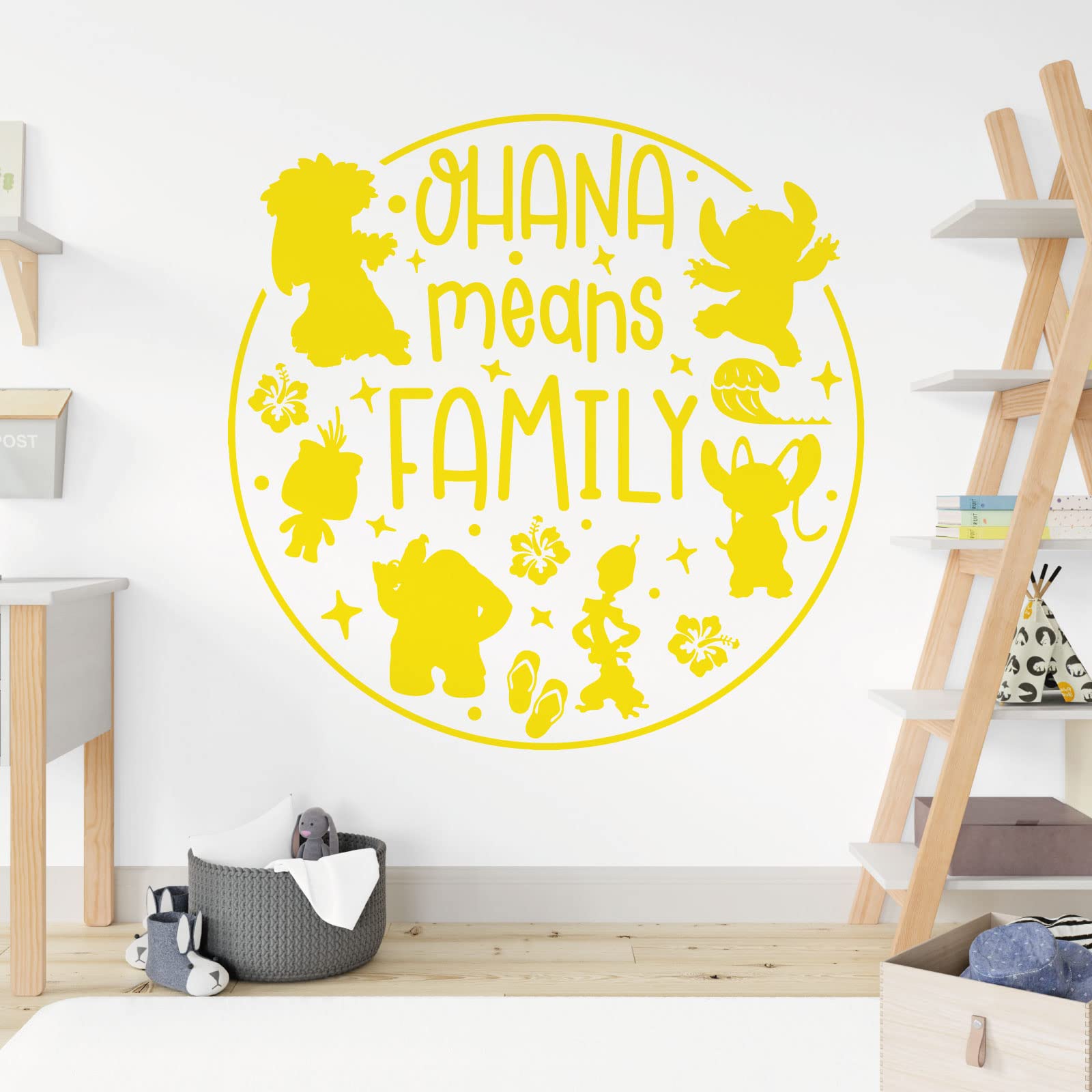 Ohana Means Family - Lilo and Stitch - Children Decal Wall Sticker [Large] [Lemon]