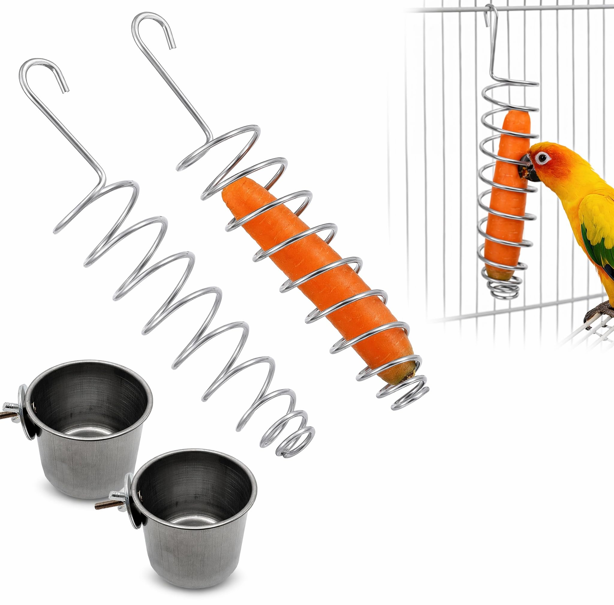 4 Pcs Millet Spray Holder Set, 15×3×3cm Parakeet Treat Skewer(Silver)