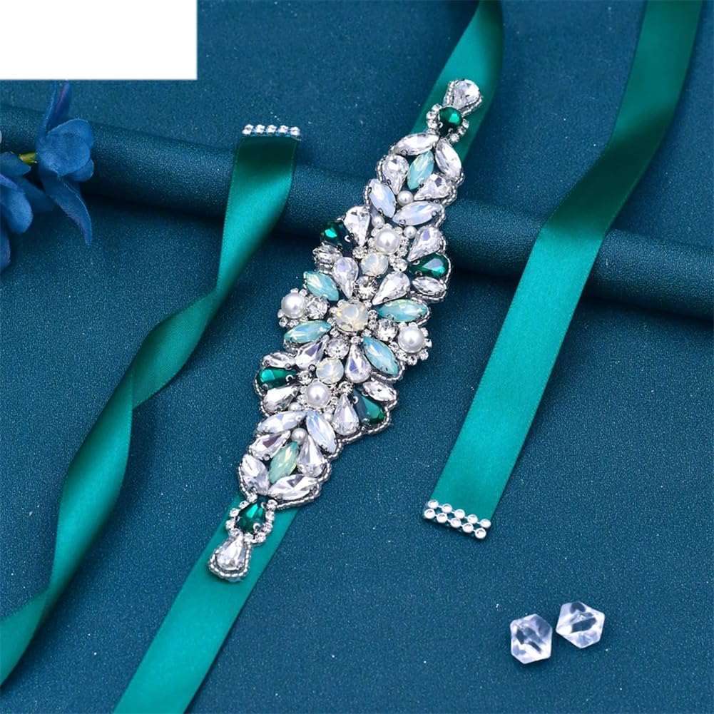 Cinturón de novia con diamantes de imitación para vestidos de noche formales, cinturón decorativo hecho a mano
