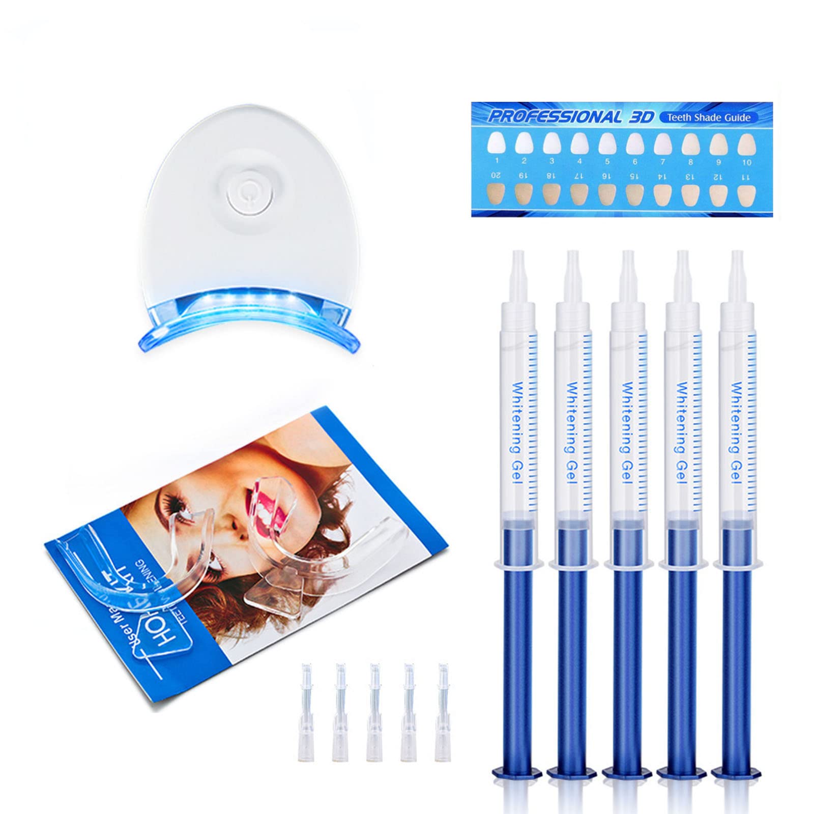 Shefave Teeth Whitening Kit,5Pcs Whitening Gel with Professional LED Light,Effectively Remove Tooth Stains,Home Tooth Whitening Dental Care