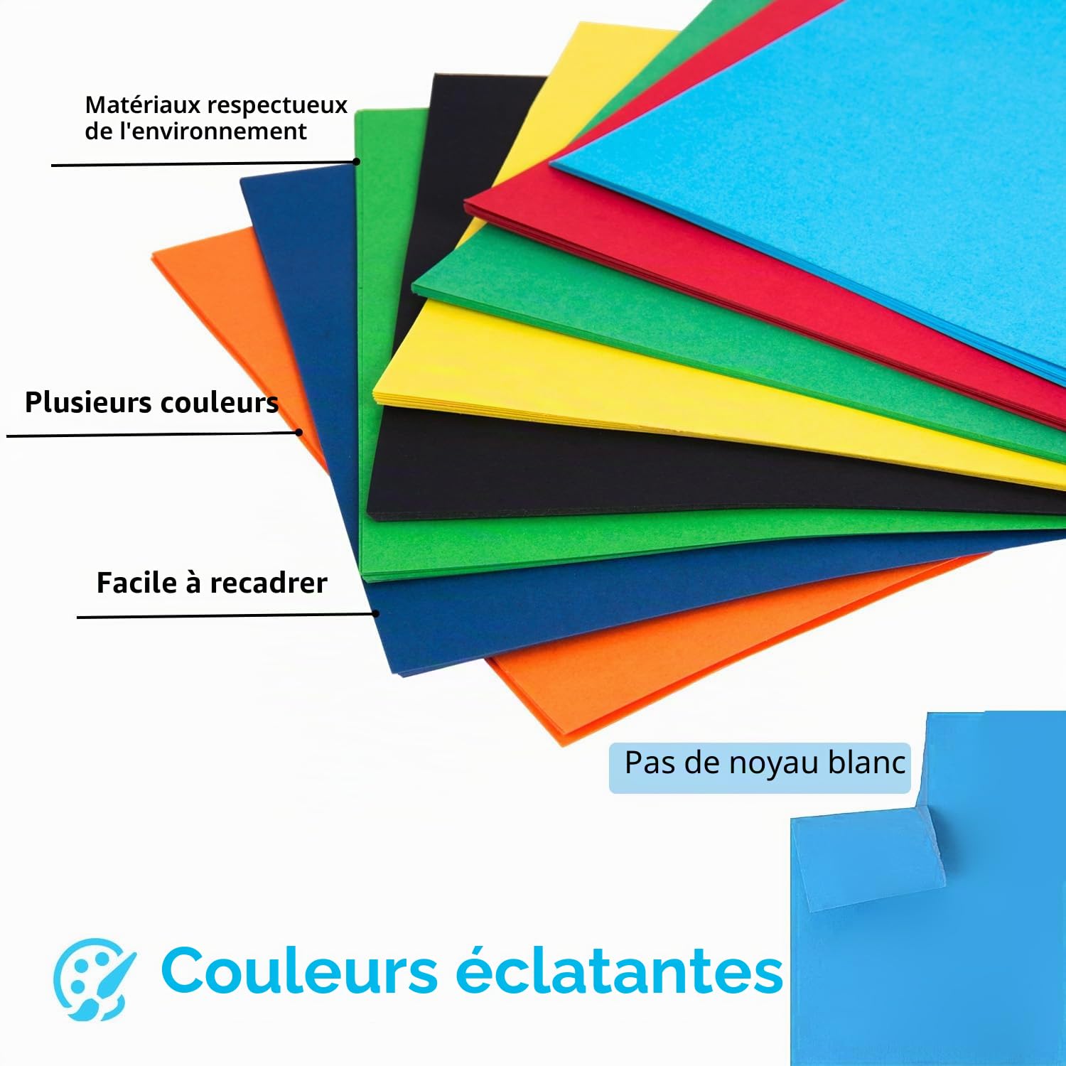 Papier Cartonné A4 180 g/m² 8 Couleurs 80 Feuilles