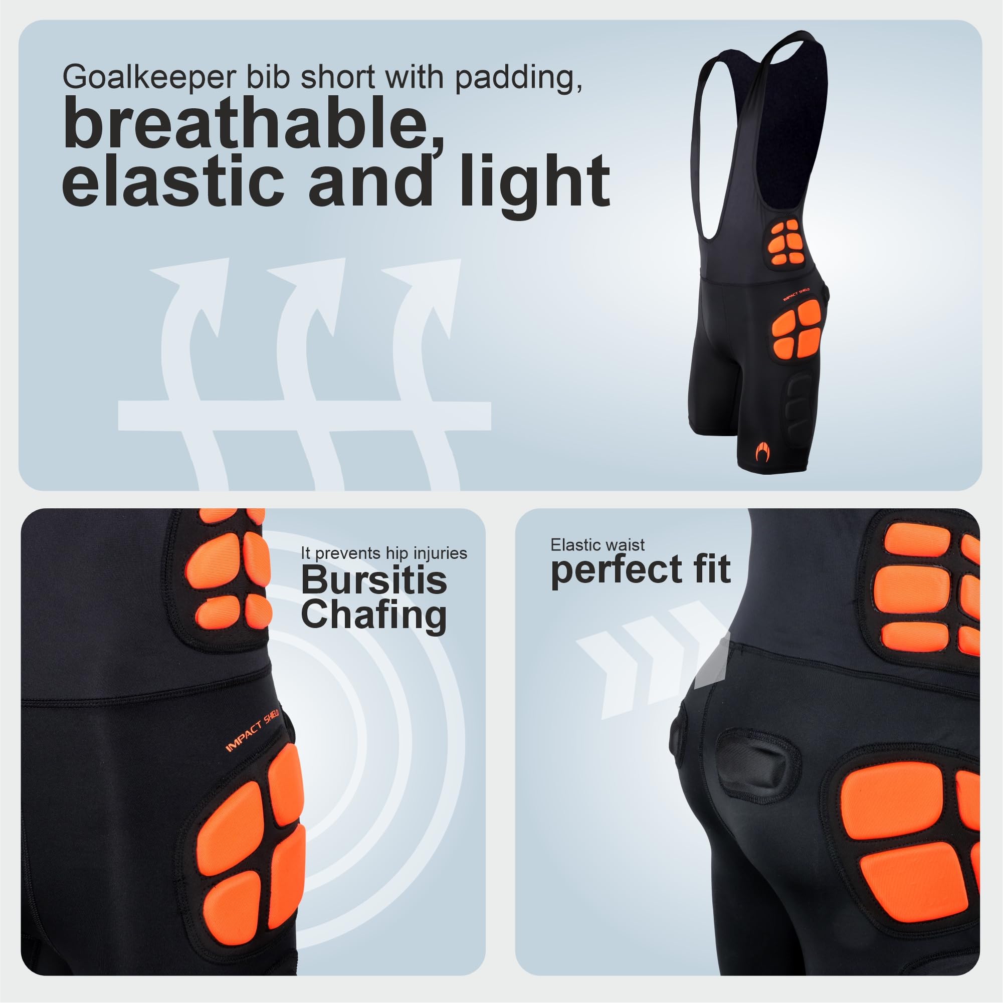 HO Soccer Pantalones Cortos de Portero con Tirantes GK Bib Impact Shield, Unisex Adultos.