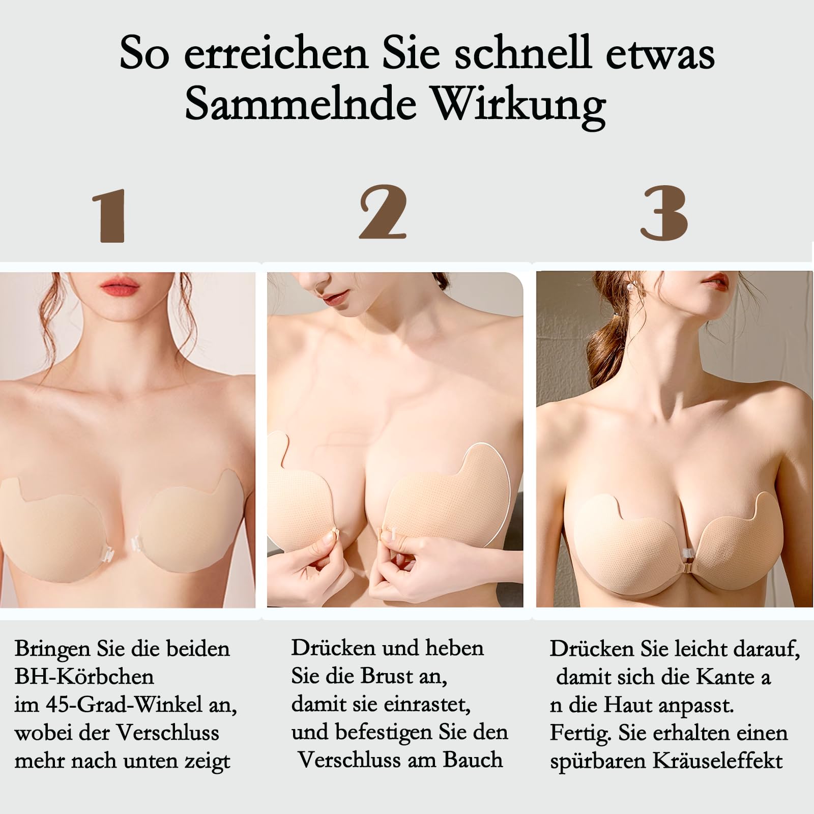 1 para samoprzylepnych biustonoszy push-up, bez ramiączek, bez pleców, samoprzylepny biustonosz dla kobiet, niewidoczny biustonosz z 1 parą podkładek na sutki, wielokrotnego użytku, do sukni