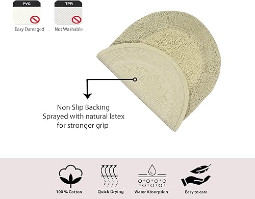 Miniatura 9 de Home Weavers Double Ruffle Collection - Alfombra de algodón absorbente, suave y lavable a máquina, 18 x 18 pulgadas, color salvia