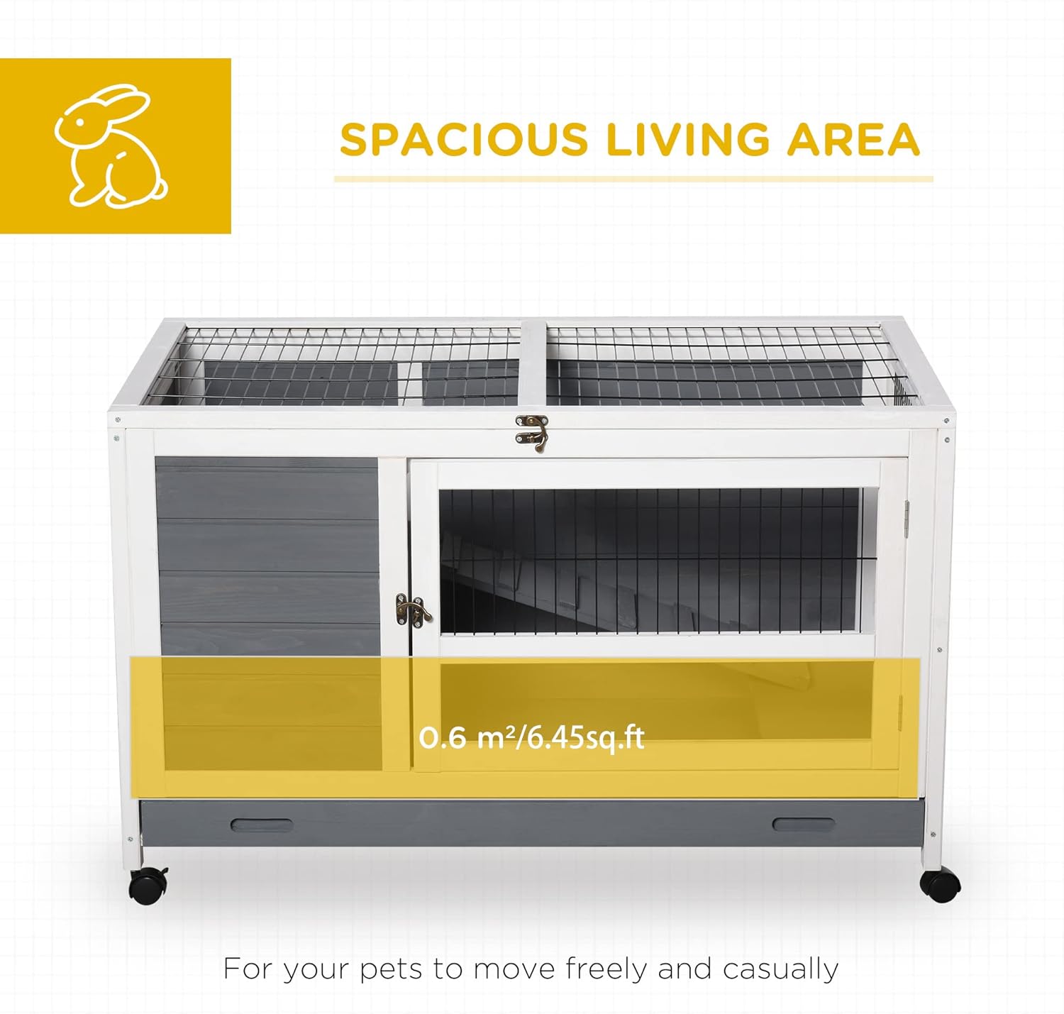 Diagram showing spacious living area of the hutch