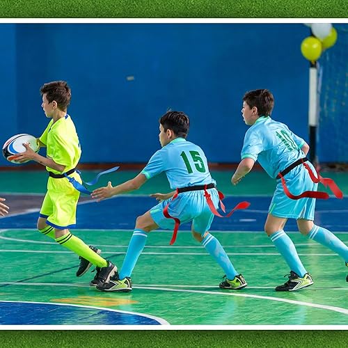 Vista 60 de Hungdao Cinturones y banderas de fútbol para 12 jugadores, cinturones de fútbol ajustables para niños, adolescentes, adultos, entrenamiento en Rojo