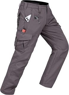 CNBQDD Men's Ripstop Cargo Work Pants - Waterproof Tactical Construction with 9 Pockets, Lightweight Outdoor Hiking