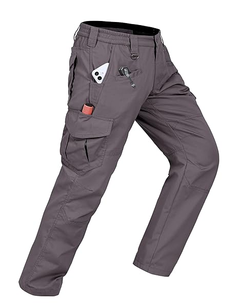 Mens Work Pants Cargo Tactical Construction for Men Ripstop Waterproof Lightweight Outdoor Hiking with Pockets
