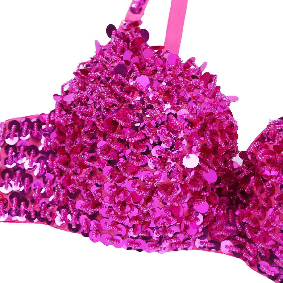 Women's Glitter Sequin Lingerie Bra Belly Dance Bralette Top Rave Club Party Dancing Crop Top