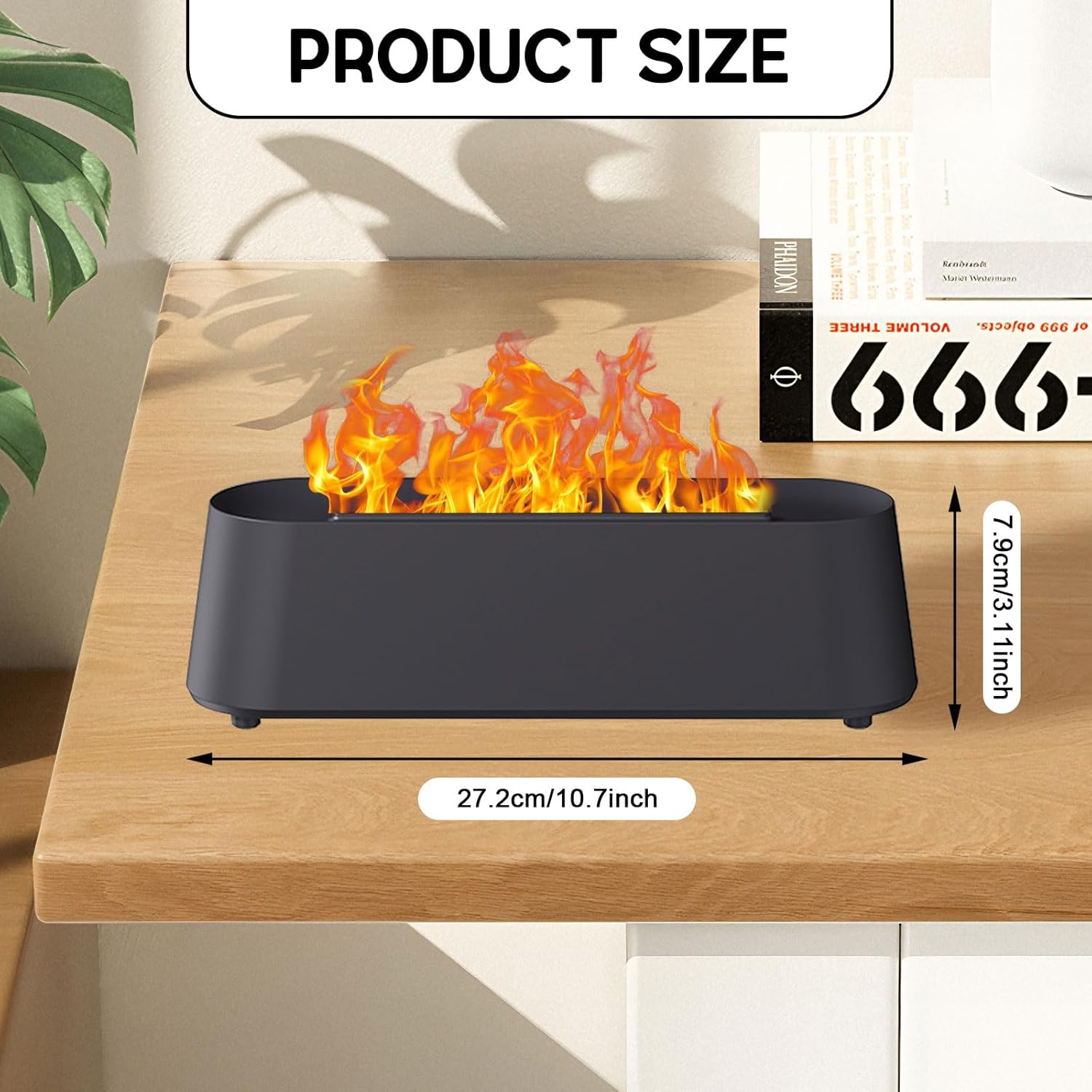 Flame Diffuser Humidifier, 7 Color Flame Air Diffuser Humidifier 300ml Oil Diffuser Flame for Home, Office, Timer and Waterless Auto Off