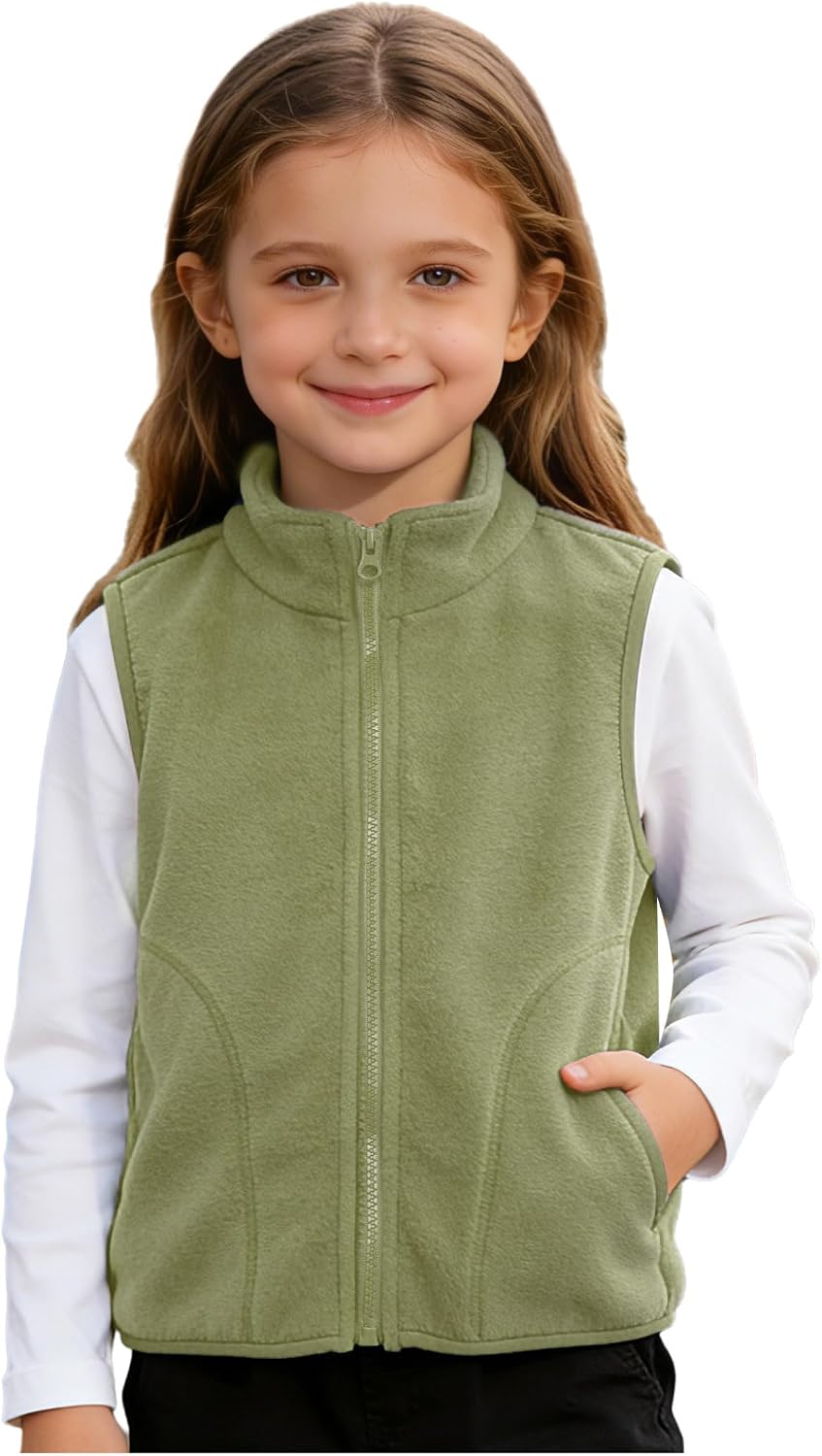 Yhong Kids Girls Polar Fleece Vest Winter Warm Fleece Gilet Full Zip Waistcoat Outerwear