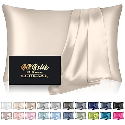 Silk Pillowcase for Hair and Skin, Mulberry Silk Pillow Cases Standard Size, Anti Acne Cooling Sleep Both Sides Natural Silk Satin Pillow Covers with Hidden Zipper, Gifts for Women Men, Ash Blue