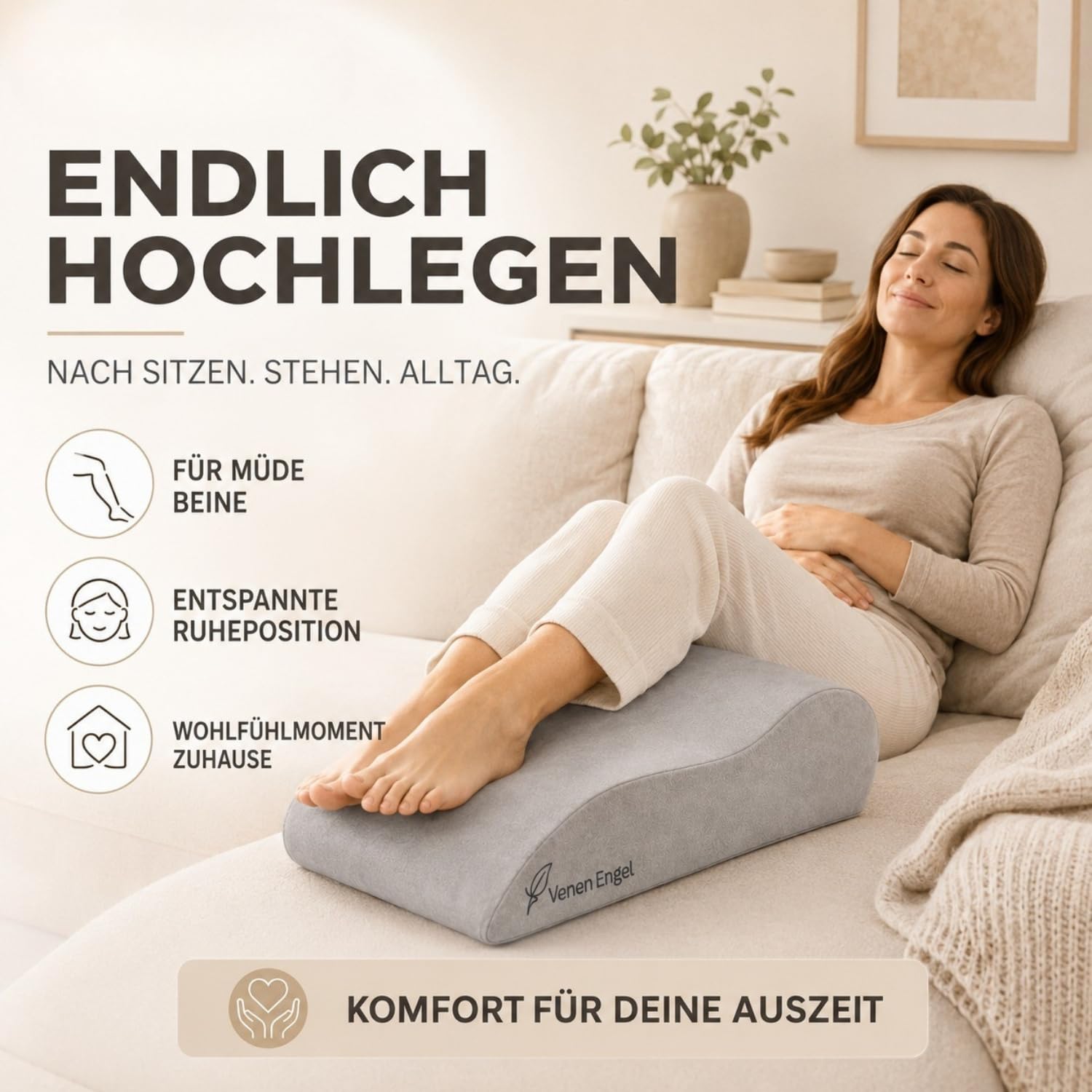 Venen Engel Venen Comfort Kissen zum Beine hochlagern | Stützkissen für Beine & Knie | Made in Germany | Beinkissen | Keilkissen | Beinhochlagerungskissen