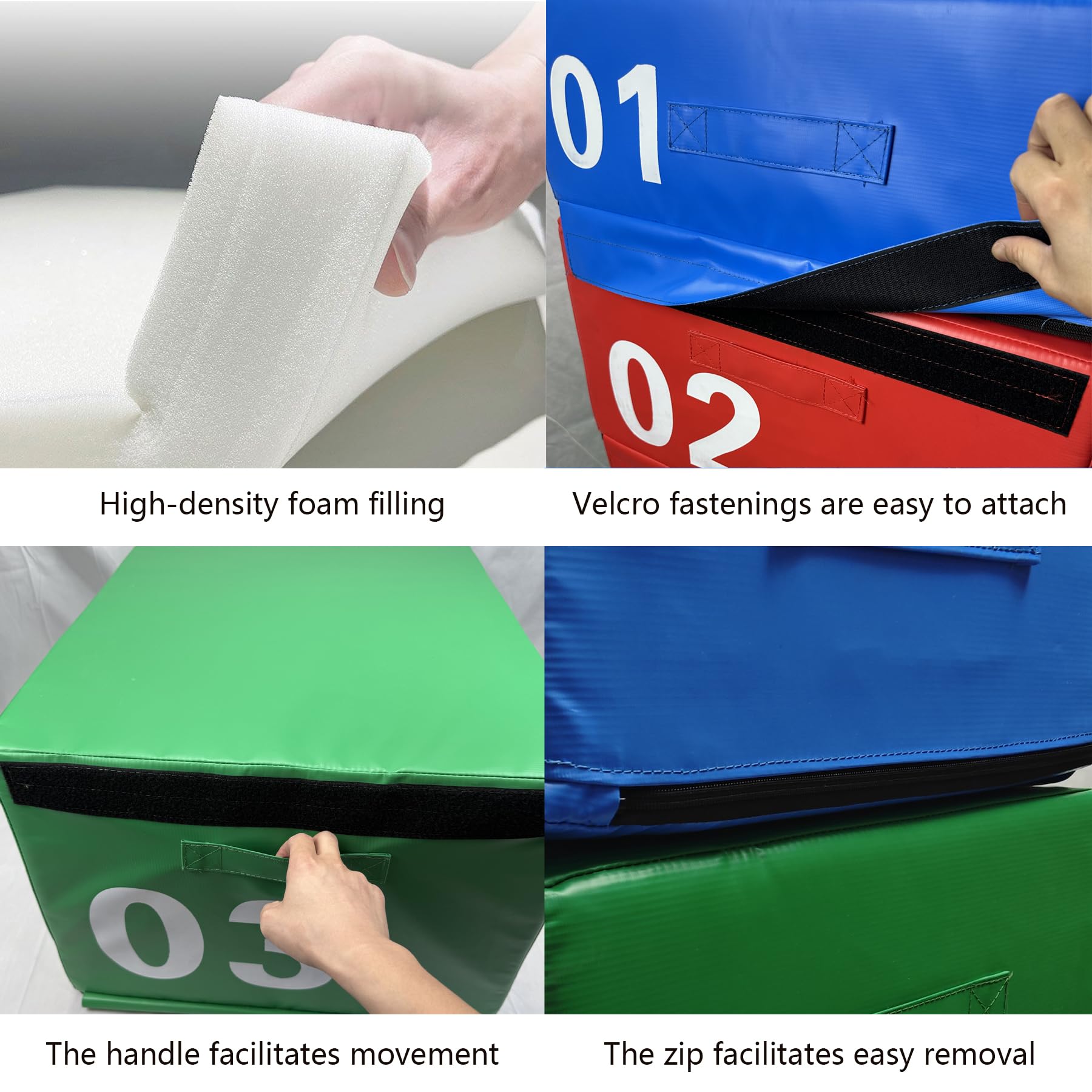 BoîTe De Saut PlioméTrique Pour Adultes, BoîTe D'Exercice Empilable AntidéRapante En Mousse Haute Densité Souple Avec PoignéE De Transport, Pour L'EntraîNement(Size:90*55*40cm(35.4*21.7*15.7in))