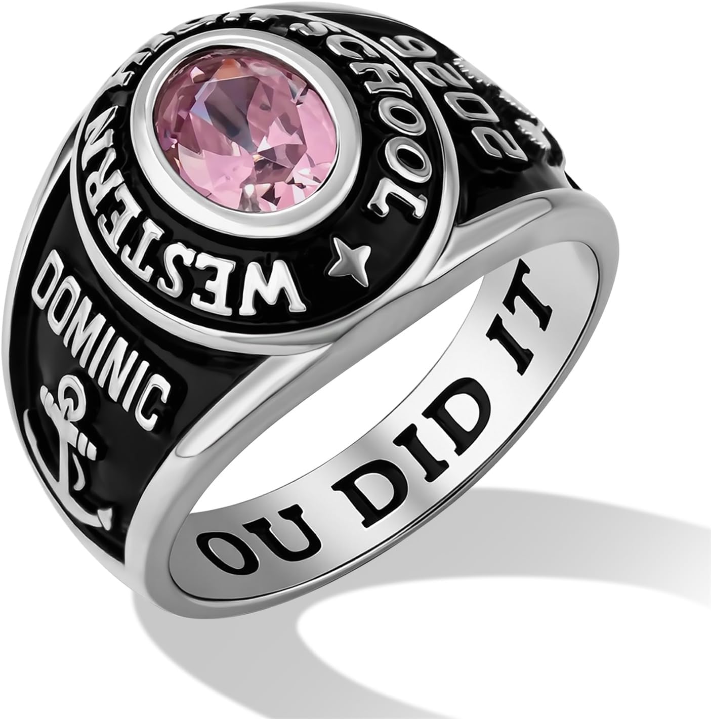LucySky Custom Class Rings for Women 925 Sterling Silver/Brass Personalized Class Ring with Birthstones High School College University Graduation Rings for Her Graduation Gifts