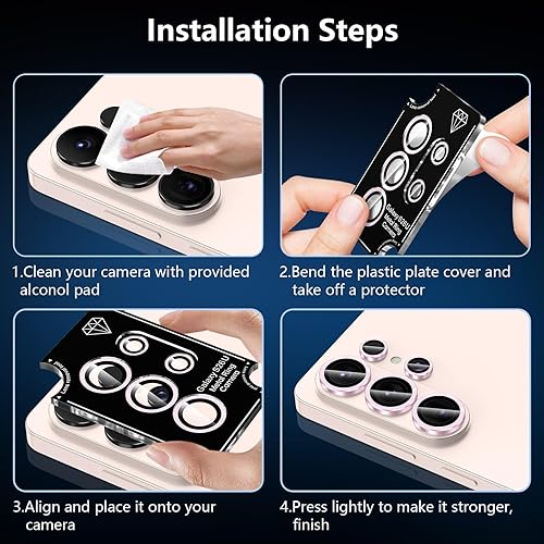 Vista 1300 de para Samsung Galaxy Z Flip 7 Protector de Lente de Cámara, Cubierta de Lente de Vidrio Templado con Anillo de Metal Individual, [Fuerte Adhesión] 1