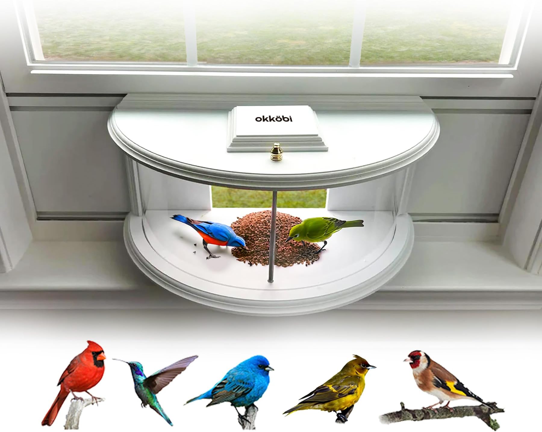 Skybox Window Bird Feeder Inside House + Handmade by US at + New 2023 + 180° Clear View of Birds Feeding Inside Your Window Sill + Bird Box for Window + Including Rain Cover Slide