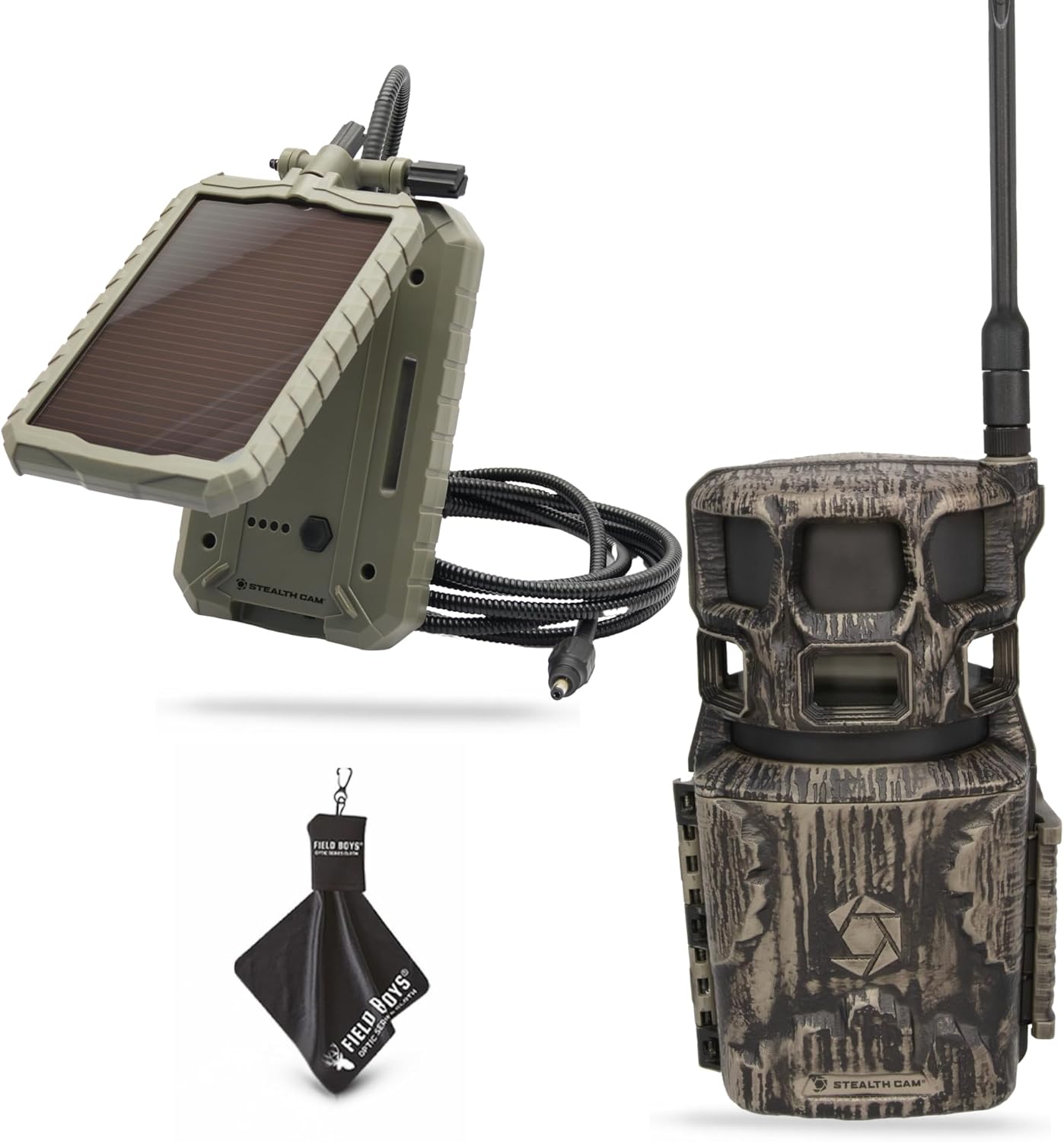 Stealth Cam Revolver Pro 2.0 – 360° Cellular Trail Camera with Auto-Scan, No-Glow IR Flash, 0.4s Trigger Speed, HD Video, Verizon/AT&T Compatible Includes Solar Panel & Cloth (1PK)