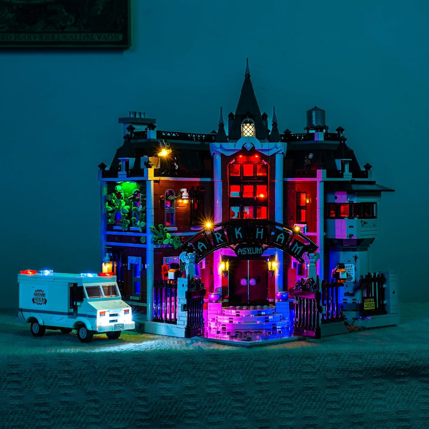Upgraded Led Light Kit Compatible with Lego Arkham Asylum Building Set, RC Version Compatible with Lego 76300, Best Gifts for Adults (Model Not Included)