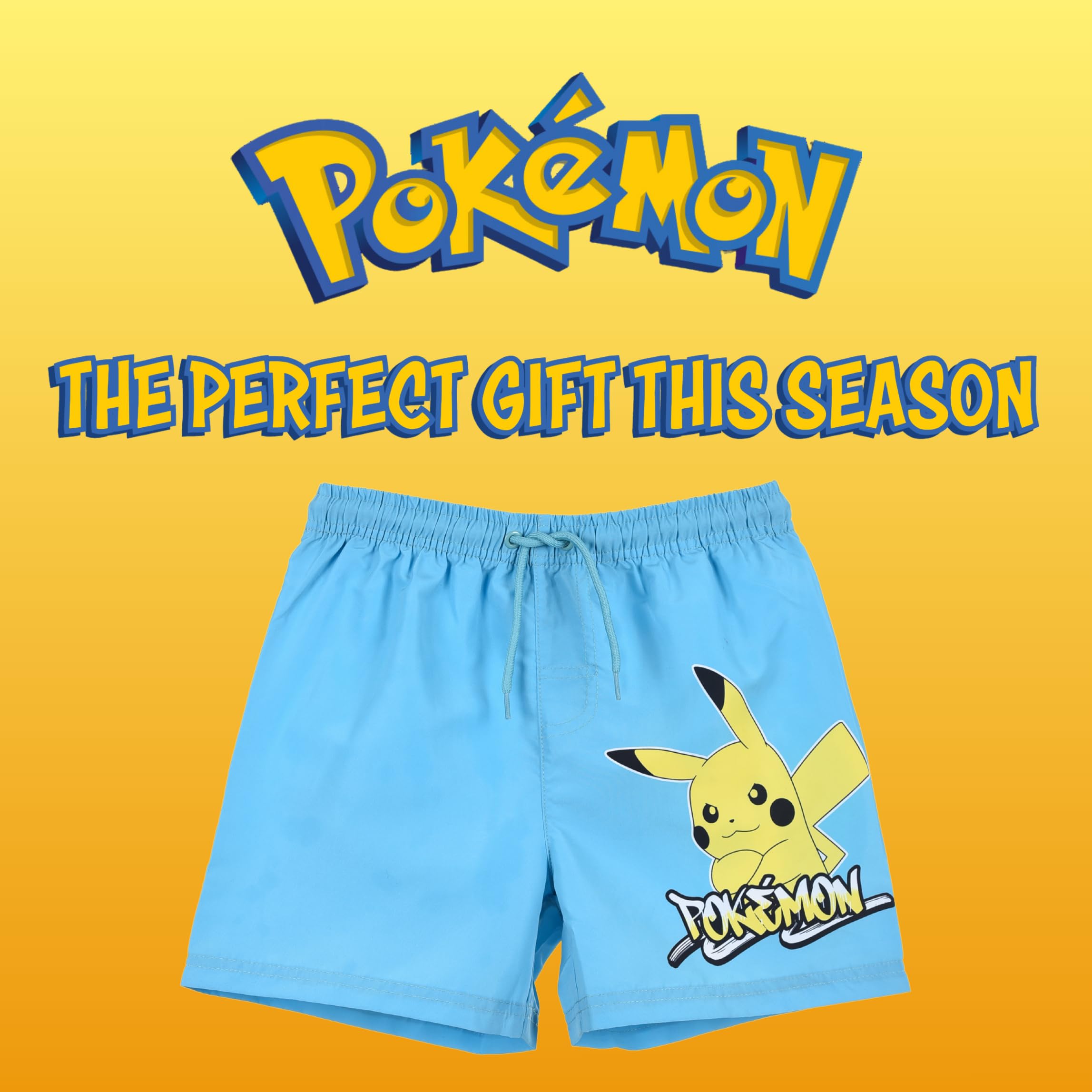 Pokémon Bermuda per Ragazzi, Pantaloncini da Bagno Pikachu, Costumi da Bagno per Bambino, Taglie 6 a 12 Anni