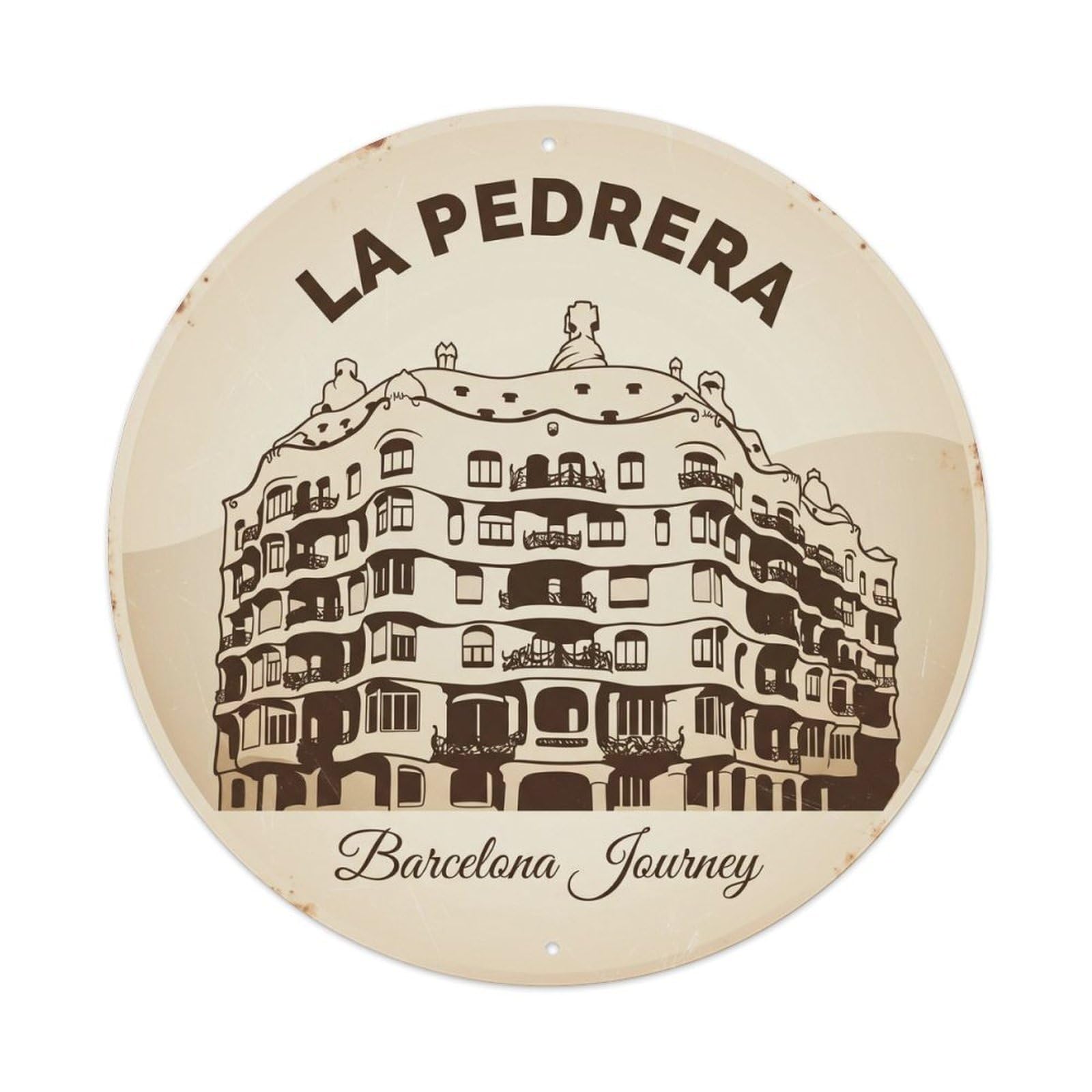 Vintage Travel Casa Mila Barcelona Gaudi Metal Tin Sign Plaque