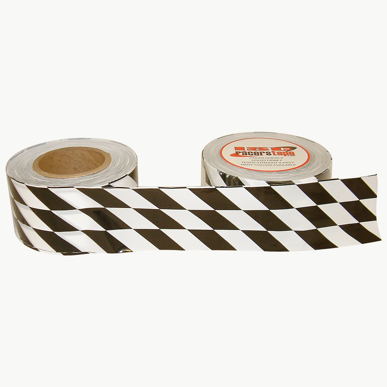 ISC BR-CHECK Checkerboard Barricade Tape: 3 in x 1000 ft. (Black and White/Angled pattern)