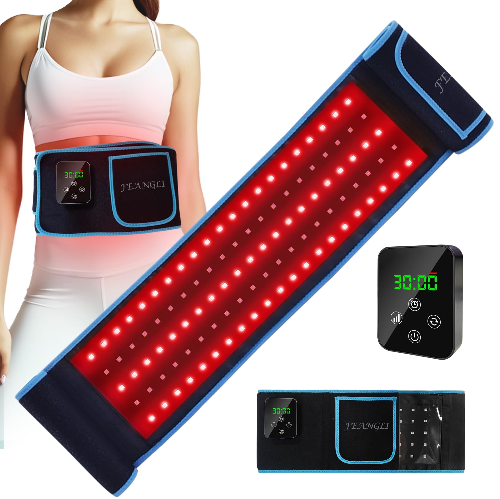 Red Light Therapy, Cordless Infrared Light Therapy Rechargeable Wireless Belt with Timer for Body Waist Back Knee Pain Relief Reduce Inflammation, Faster Healing, Ideal Gift (Upgrade)