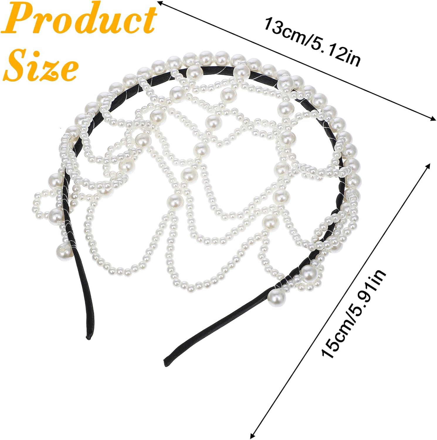 Pearl Headpiece 1920s Pearl Cap Headpiece Roaring 20s Head Chain Beaded Headband Hair Accessories for Women Wedding Bridal Cosplay Halloween Art Decor - Image 2