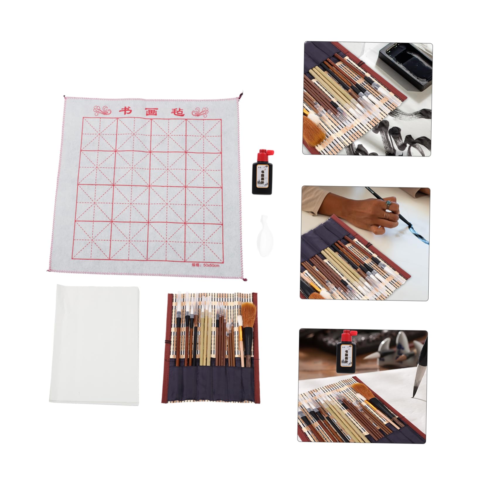 NUOBESTY Set di Pennelli Scrittura Fluida in Legno per Calligrafia Cinese Impugnatura Comoda, per Studenti e Professionisti