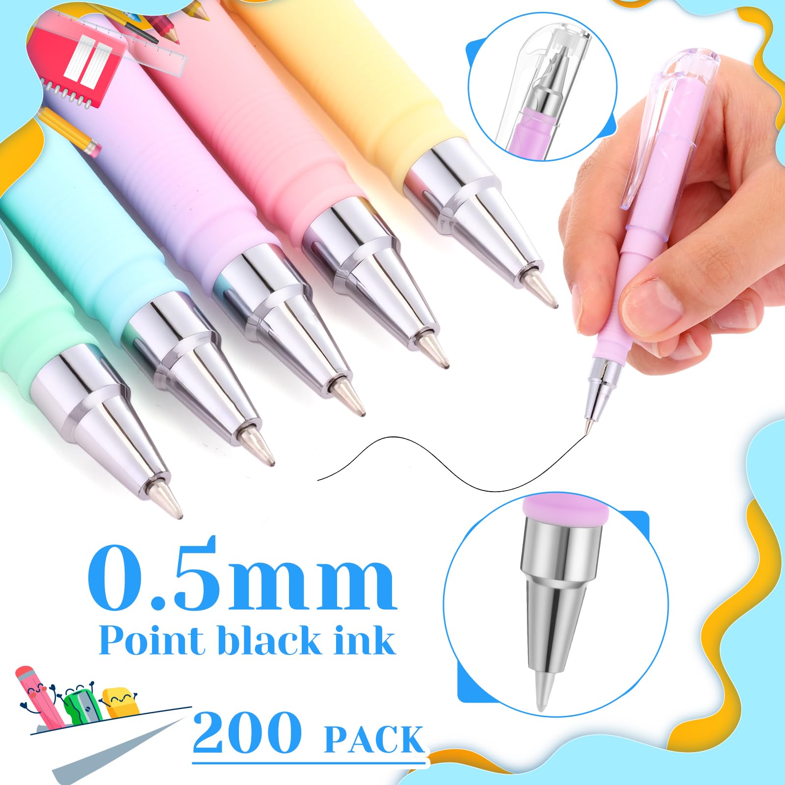 Sayglossy Paquete de 200 mini bolígrafos de gel a granel de 0.5 mm, punta fina de 4.16 pulgadas, tamaño de bolsillo, escritura suave de secado rápido para diario, cuadernos, planificador, suministros