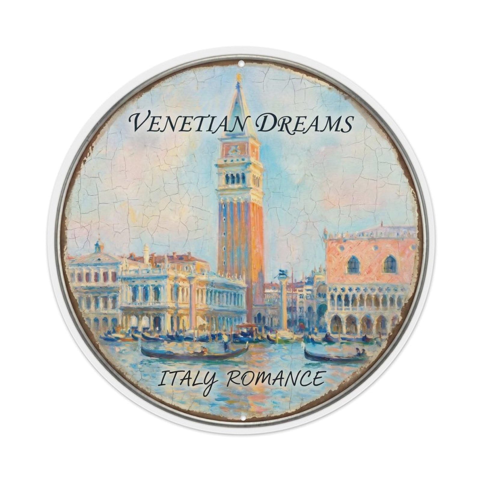 Vintage Travel Tower Italy Venetian 3027 Metal Tin Sign