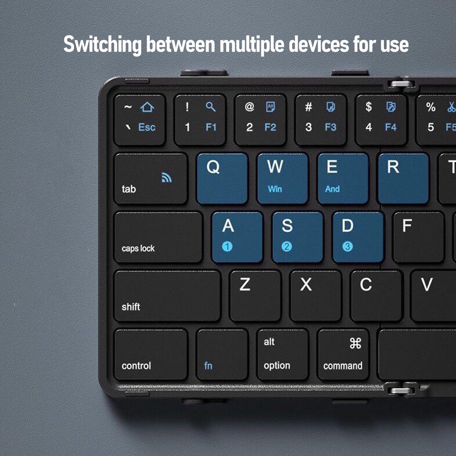 Zunate Przenośna Klawiatura Składana BT, Klawiatura BT z 3 Urządzeniami Jednoczesne Połączenie i Klawisze na Nożyce, na PC Tablety z Androidem Laptopy