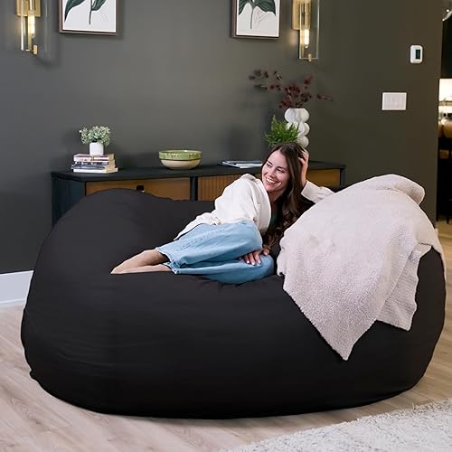 Miniatura 480 de Big Joe Wild Things Foam Filled Animal Bean Bag Chair with Removable Cover, Francesca Feline Snugglepuff, Soft Faux Fur, 3 feet Big