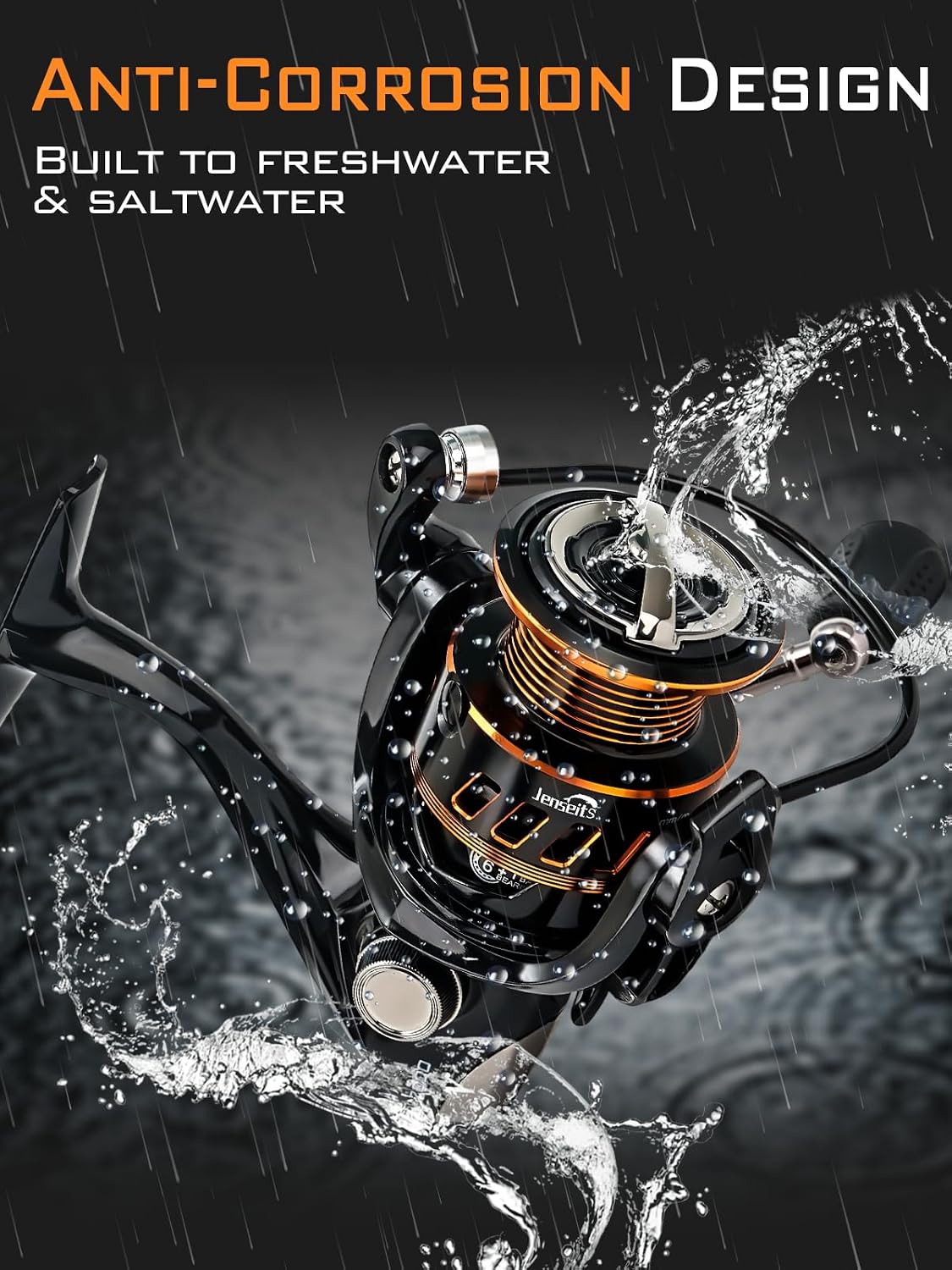 Jenseits Lightweight Spinning Fishing Reel, Sealed Carbon Fiber Up To 20 LB Max Drag, 5+1BB for Saltwater&Freshwater, 5.2:1 Gear Ratio,CNC Aluminum Spool,1000 Perfect for Ice Fishing, 2000-5000 Series