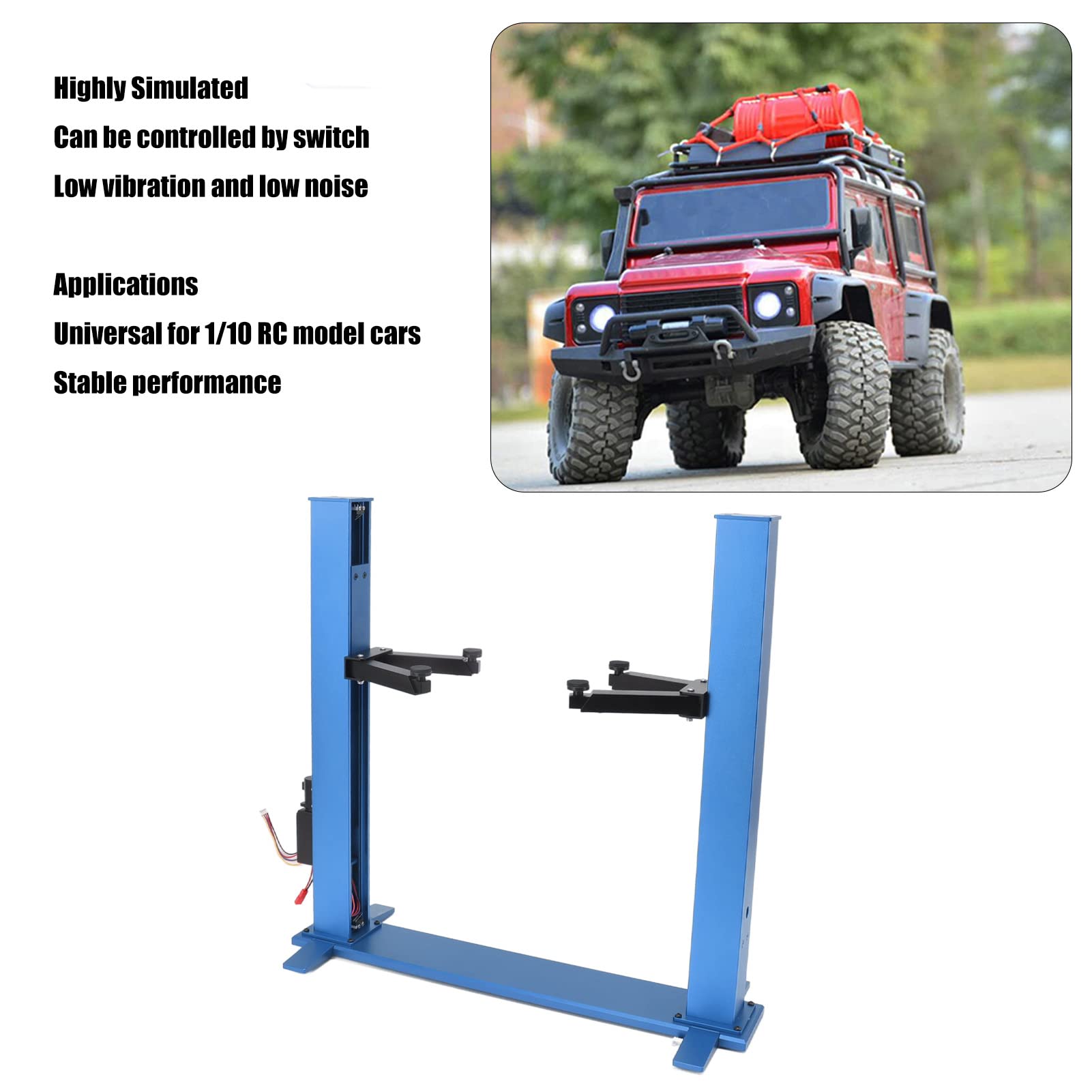 Regulowany Stojak do Podnoszenia Elektrycznego Stojak do Naprawy Samochodów RC, Uniwersalny Podnośnik Elektryczny ze Stopu Aluminium Symulacji Sterowania Przełącznikiem Pojazdu 1/10 RC, (BLUE)