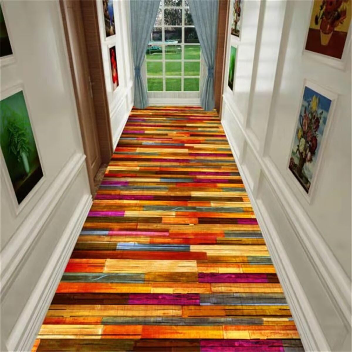 Tapis de chambre lavable 200X300CM à motif ville et design géométrique