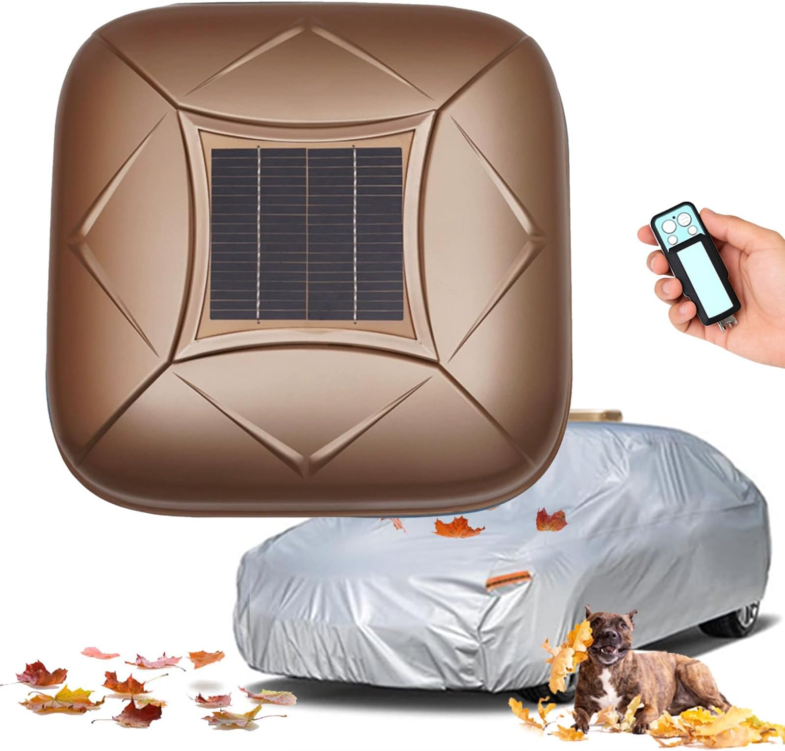 Solar Charging Car Cover, Smart Remote Control Car Cover, One-Button Automatic Retractable, Waterproof and Sunproof, All-Weather Protection, with Anti-Theft Device Gold-3L