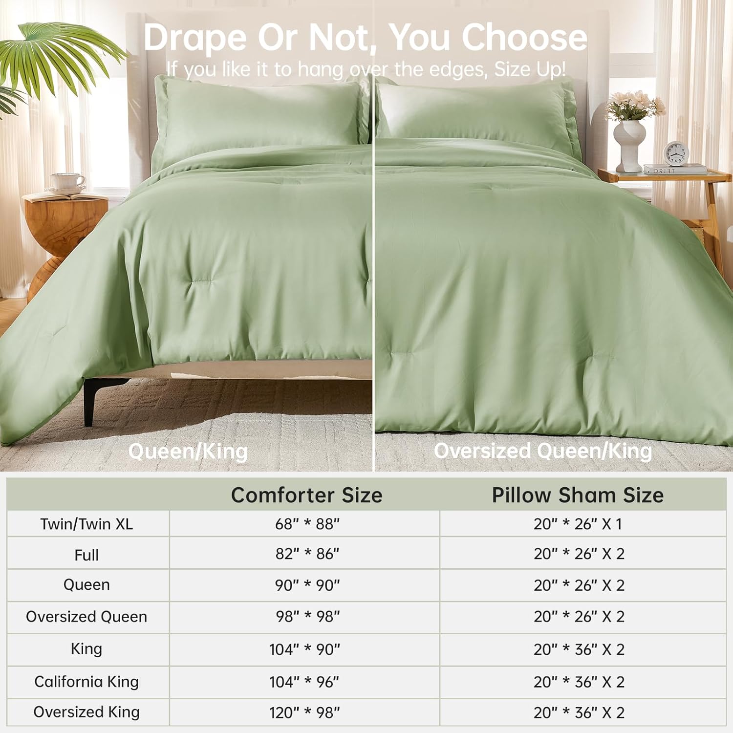MUXHOMO Green Queen Comforter Set, All Season Ultra Soft Down Alternative Bedding - 3 Piece Lightweight Bed Set Includes 1 Comforter (90"x90") and 2 Pillow Shams (20"x26") - Image 8