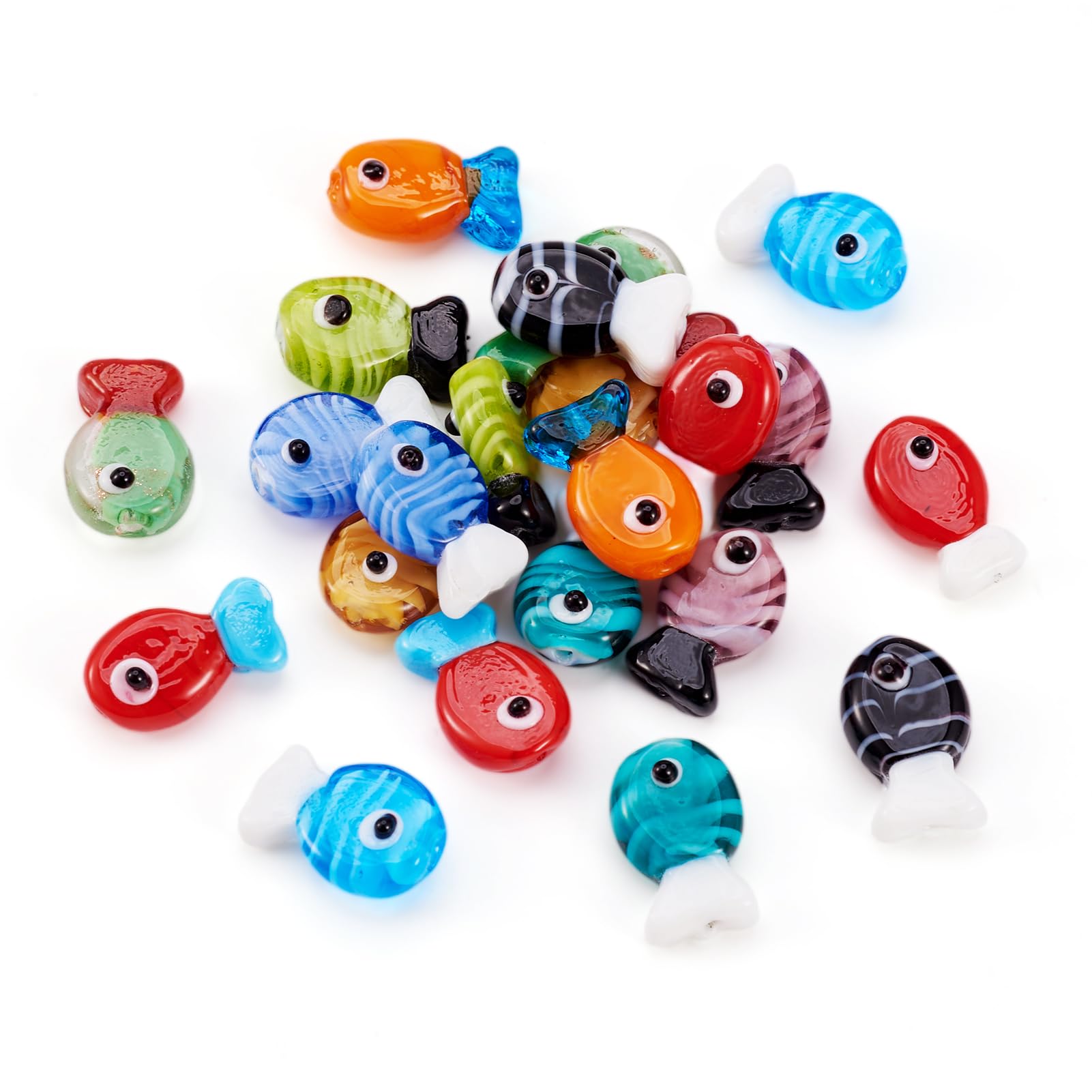 Perles en verre poisson Lot de 22 pièces en 11 couleurs pour bijoux DIY