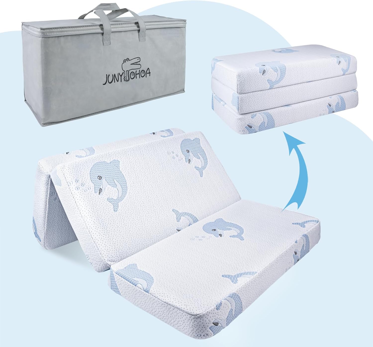 Trifold Pack and Play Mattress, 38X26 Inch Memory Foam Pack n Play Mattress, Portable Mini Crib Mattress for Babies and Toddlers,Play Pen mattresses (White)