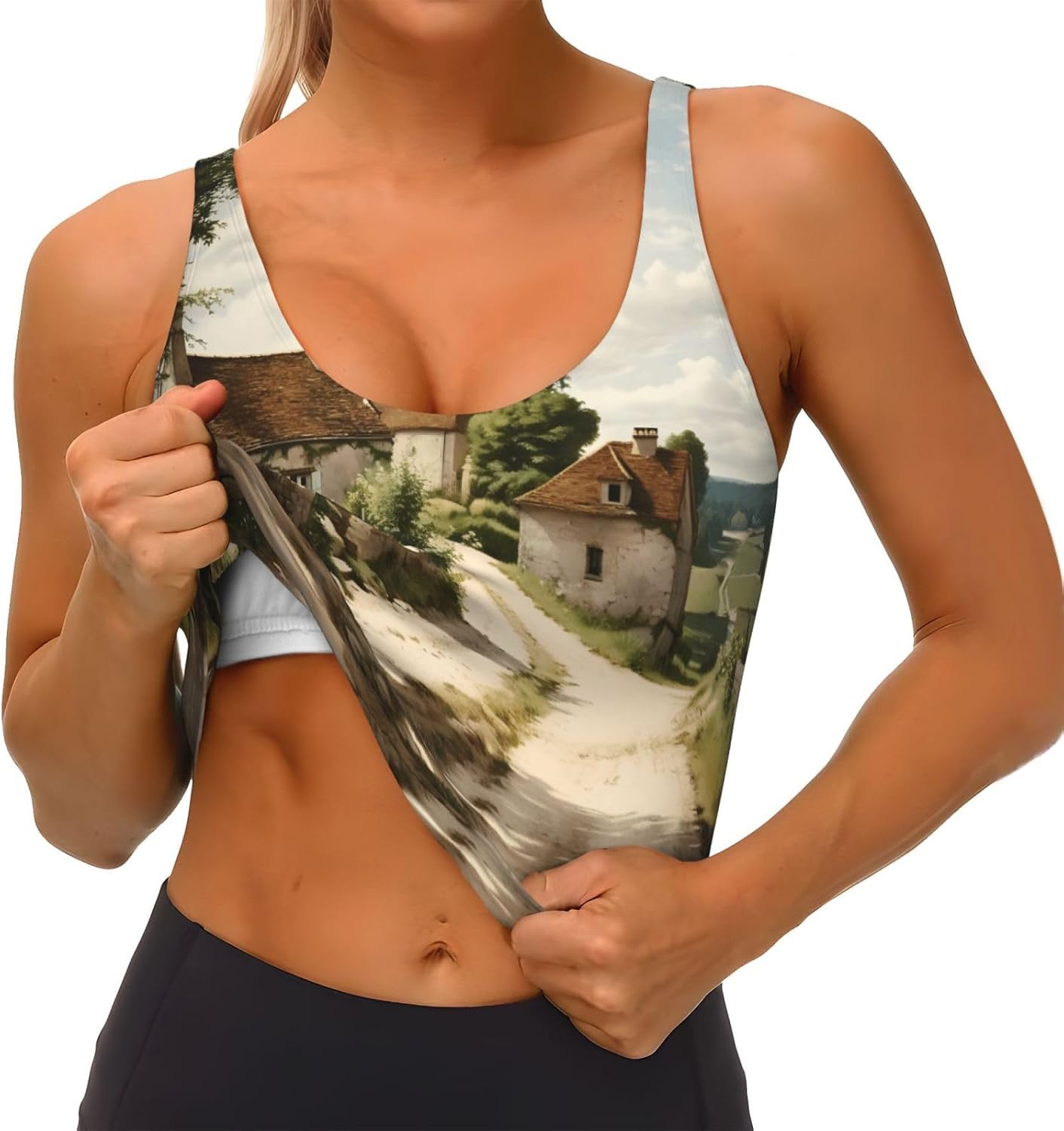 Romance in the Countryside Printed Women's Sports Vest, Suitable for Yoga, Pilates and Fitness Training -