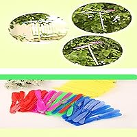 Vista 7 de Juego de 40 piezas de helicóptero volador, 20 hélices+20 cañas, helicóptero de mano, libélula de bambú, hélice de plástico para frotar a mano